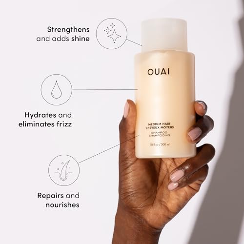 OUAI Medium Shampoo for Dry Hair - Hydrating and Strengthening with Coconut Oil, Babassu, and Keratin - Suitable for Dry