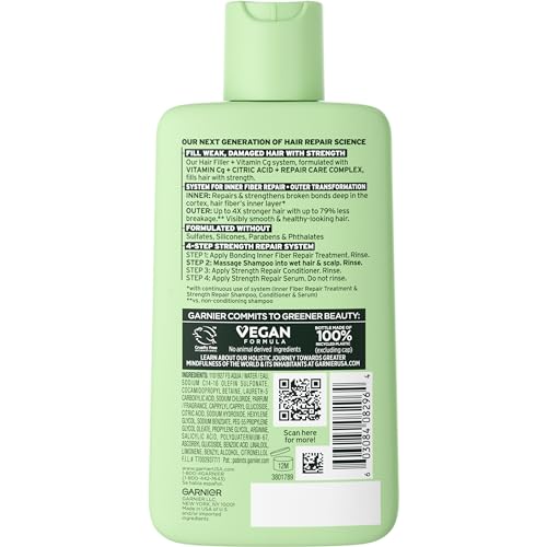 Garnier Fructis Hair Filler Strength Repair Shampoo with Vitamin C for Weak, Damaged Hair
| Sulfate Free Garnier Fructi