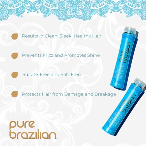 Pure Brazilian Anti-Frizz Daily Shampoo & Conditioner, Salt-Free & Color Safe, Enriched with Keratin & Argan Oil, 1|5 Ou