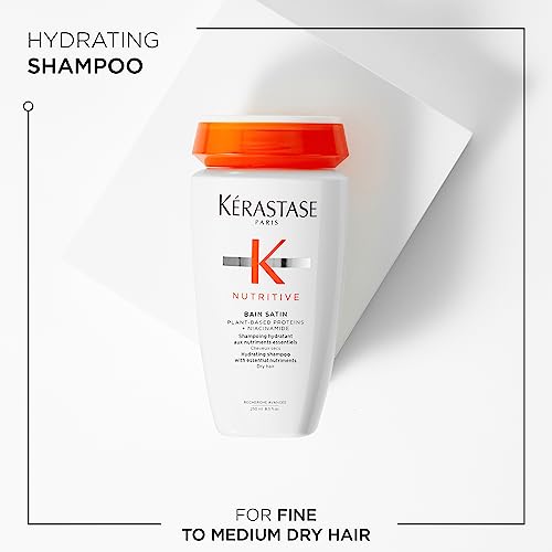 Kerastase Nutritive Bain Satin Shampoo for Fine to Medium Dry Hair Gently Cleanses & Replenishes Moisture Plant-Based Pr