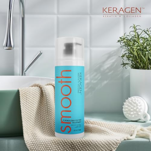 Keragen Brazilian Keratin Smoothing Treatment - Blowout Straightening for Dry and Damaged Fine to Medium Hair, Formaldeh